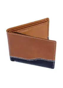 Taws & Timber Two-Tone Stitch Leather Wallet for Men (Brown)