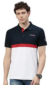 TVS Racing Polo T Shirt Polyester (Blue White-XL)