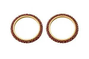 Traditional Maroon Pearl Studded Openable Bangle for Women | Handcrafted Bridal Kada with Dense Moti Work | Ethnic Wedding & Festive Jewelry (Set of 2)