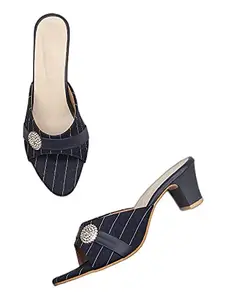 WalkTrendy Womens Synthetic Navy Sandals With Heels - 4 UK (Wtwhs300_Navy_37)