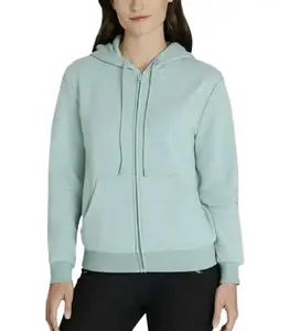Nairobi Women Winter Wear Fleece Zipper Jacket Regular fit Long Sleeve Knagaroo pocket for Women GREEN L