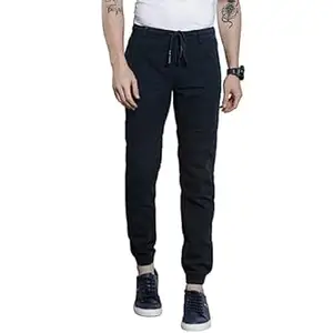 The Indian Garage Co Men Slim Fit Solid Mid-Rise Biker Joggers