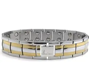 Bracotive® Bio Magnetic Bracelet For Men & Women/Blood Pressure Titanium Chain/22 High Power Magnet/Energy Maintain/Blood Circulation & Therapy/Pain Relief (Silver)