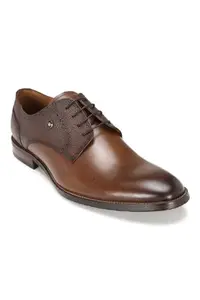 Louis Philippe Men Brown Leather Derby Shoes