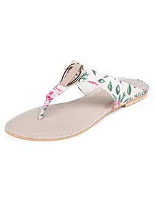 Shezone Cream Colour Synthetic Material Flats for Women::LR1479_Cream_41