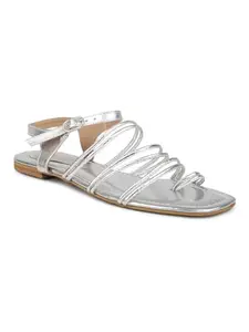 INC.5 Women Silver One Toe Flats