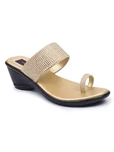 Valiosaa Women Gold Fashion Slippers-3 UK (36 EU) (5 US) (1476GD)