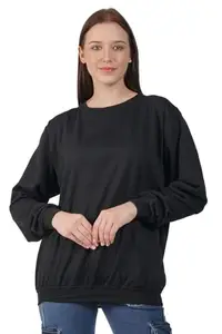 Amazon Brand - Nora Nico Womens Cotton Fleece Oversized Crew Neck Baggy Sweatshirt-Black, M