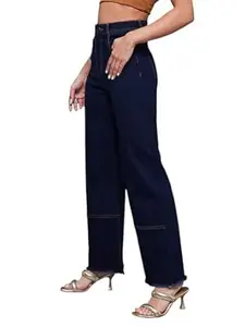 Miss Chase Women's Wide Leg High Rise Regular-Length Stretchable Denim Jeans