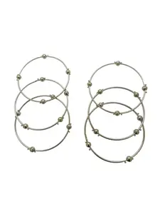 Femmibella Set Of 6 Silver Plated Bangles Set For Women Girls