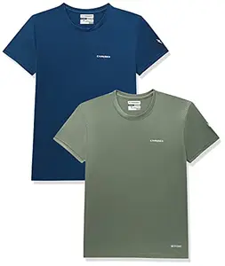 Charged Endure-003 Chameleon Spandex Knit Round Neck Sports T-Shirt Teal Size Small And Charged Energy-004 Interlock Knit Hexagon Emboss Round Neck Sports T-Shirt Grape-Green Size Small