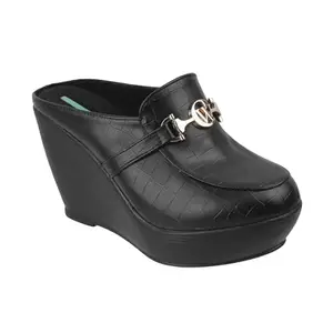 Catwalk Women Stylised Chunky Heels Sneakers 10180 (Black-7)