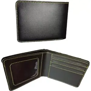 Ihs Online Plain Black Men's Wallet Stylish Genuine Wallets for Men Latest Gents Purse with Money Coin and Card Holder Compartment (Pack of 1)
