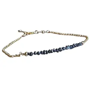 Gems_Hub Black Diamond Bracelet with Silver Clasp – 2-3mm Nugget Chips Beads – Rough Cut – Healing, Fashion, Gift, Spiritual, Yoga|FIZA_LINK_00955