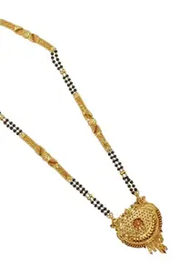 Traditional Necklace Pendant Gold Plated Mangalsutra/Black Beads Mangalsutr for Women | Jawahar Jewellers house | Golden03