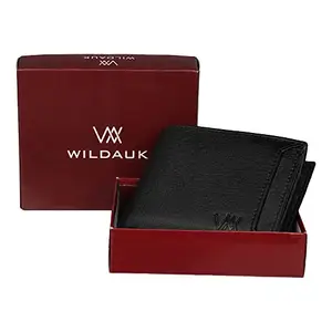 WILDAUK Men's Casual Artificial Leather Wallet 6 Card Slots (Black)
