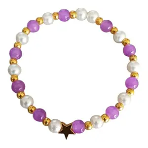 NITIGLOW Paris Colourful Pearl Bracelets with Charms Crystal Gem Stone Crystal String Bracelet for Men and Women (Pink)