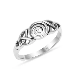 LeCalla 925 Sterling Silver Rings for Women | BIS Hallmarked Antique Celtic Knot Ring with Intricate Spiral Design | Women's Celtic-Knot Inspired Trinity knot Jewelry (Ring Size - Indian-12, US-6 No.)