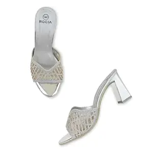 ROCIA By Regal Silver Women Diamond Embellished High Heel Sandals