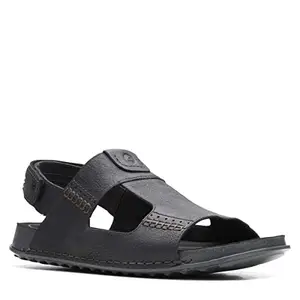 Clarks Men's Crestview Bay Black Leather Sandal Floater UK-8