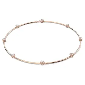 SWAROVSKI Womens Constella Necklace, Round Cut, White, Rose Gold-Tone Plated