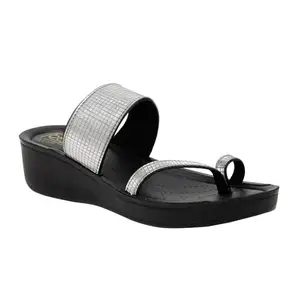 BELLA by Labella Women Fashion Platform Slip On Gunmetal Sandal | Durable | Stylish | Comfortable | Slip Resistant | Lightweight & Breathable | 6 UK