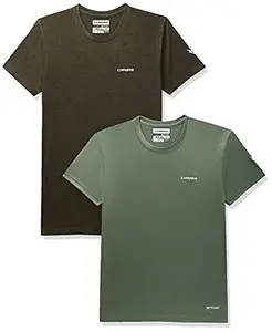 Charged Brisk-002 Melange Polyester Round Neck Sports T-Shirt Olive Size Xs And Pulse-006 Checker Knitt Polyester Round Neck Sports T-Shirt Olive Size Xs