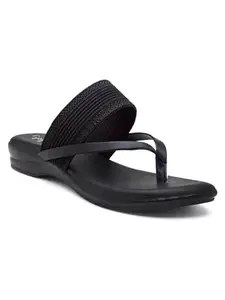 SVYA Trendy & Comfortable for all Formal & Casual Occassions Flat Sandal (Black, 5)