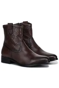 Zoom Shoes Premium Leather Comfortable Lightweight Boots for Women with LEATHER Sole Ideal for Casual Wear