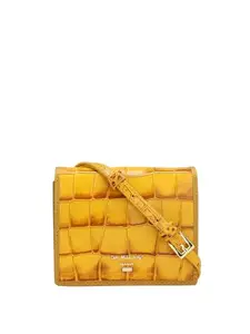 Da Milano Sling Leather Wallet for Women - Yellow
