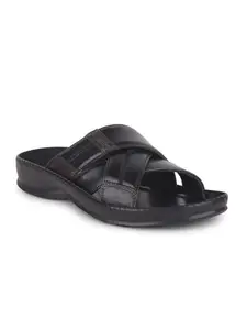 Liberty Healers STARC-2E Casual Slippers For Men With PU Upper | Comfortable Sole & Slip-Resistant | Stylish & Trendy Design | Slip-on Style | Light Weight & Durable - 9 UK (43 EU-Black)