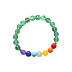 Gempro Green onyx 7 Chakra Natural Stone Bracelet for Unisex