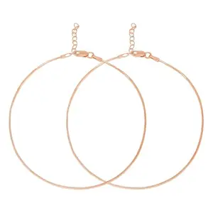 ZAVYA 925 Sterling Silver Rose Gold Plated Minimal Anklet (Pair)| Gift for Women & Girls| With Certificate of Authenticity & 925 Stamp|Mother's Day