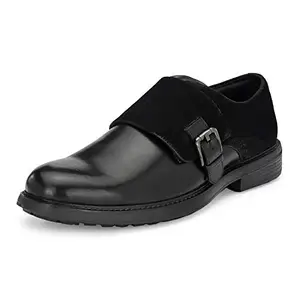 HITZ Men's Black Leather Shoes with Buckle - 11