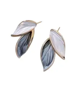 Bhagya collection Latest Stylish Korean design earrings for girls and women (Oil painted leaf)