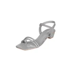 Mochi Women GREY Synthetic Leather Block Heel Fashion Sandal UK/3 EU/36 (33-830)