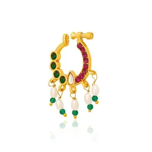 Luv Fashion Maharashtrian jewellery traditional nath nose ring Without Piercing Marathi Nose Pin For Women And Girls NSP153FSGR