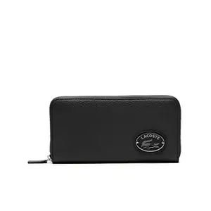 Lacoste Women's Metal Plate Zip Wallet (NF3937000) (Black)