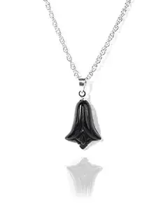 Gempro Gemstone Genuine Black Onyx Tulip Chain Pendant Necklace for Women
