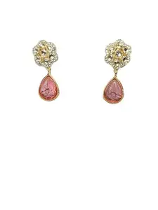 THE MALAKOS PINK DROP EARRINGS WITH STONE DETAIL