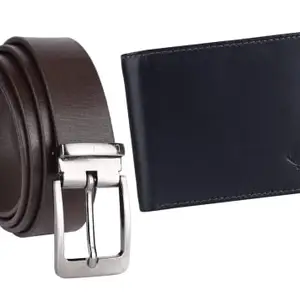 URBAN LEATHER Gift Hamper for Men | Genuine Leather RFID Wallet and Genuine Leather Belt Men's Combo Gift Set Combo Leather Gift for Men(BEL40BR-MW200B2)