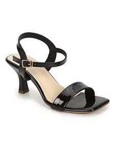 TRUFFLE COLLECTION Women's MSI-1901 Black Patent Leather Fashion Sandals - UK 6