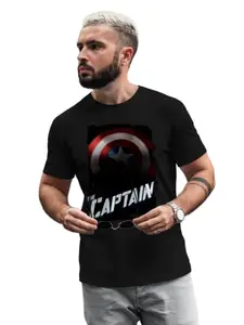 Macmerise Regular Fit Round Neck Black T-Shirt | Design The Captain America | T-Shirt for Men's and Boys