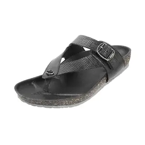 Mochi Men Black Casual Leather Sandals Uk/8 Eu/42 (16-207)