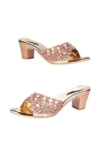WalkTrendy Womens Synthetic Rosegold Sandals With Heels - 4 UK (Wtwhs419_Rosegold_37)