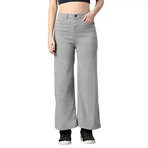 HIGH STAR Women's Wide Leg Fit Jeans (HSWJNS1654_26_Grey