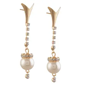 Zephyrr Jewellery Designer Hanging Earrings with Pearl and Zircons