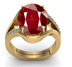 KINSHU GEMS 10.25 Ratti 9.50 Carat A+ Quality Natural Burma Ruby Manik Unheated Untreatet Gemstone Gold Ring for Women's and Men's(GGTL Lab Certified)