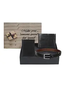 Swiss Design Wallet,Card Holder & Belt Gift Set for Men
