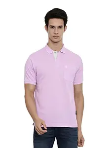 Classic Polo Mens Cotton Blend Solid Half Sleeve Regular Fit Polo Neck Pink Color T-Shirt